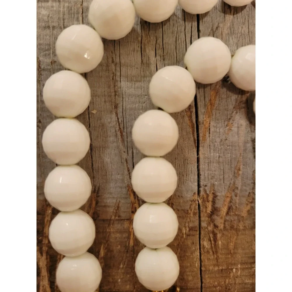 Vintage‎ Monet White Disco Ball Beaded Necklace Gold Tone signed 18
